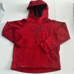 EUC Nike boys hoodie size 6 M dri-fit red Just Do It logo
